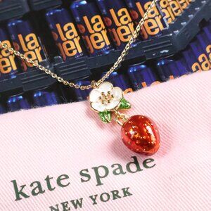 NWT: kate spade Gold Necklace with White Flower and Red Strawberry Charm 🍓 🍓